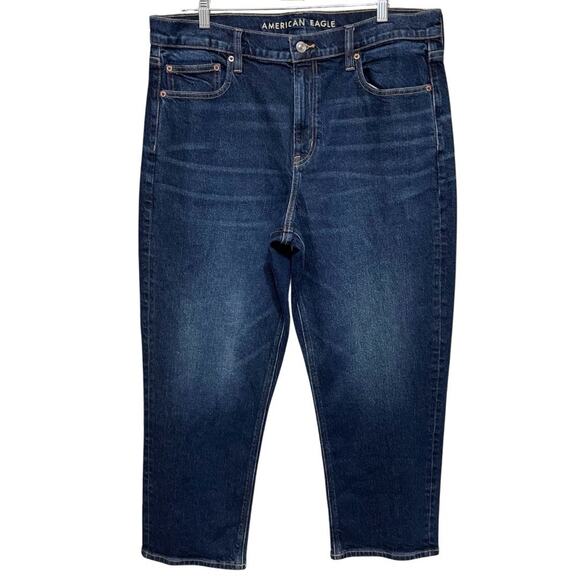 American Eagle Denim - American Eagle SUPER HIGH RISE ANKLE STRAIGHT Jean Size 16 Short Dark Wash Denim